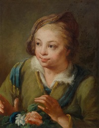 Boy with flowers