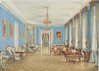 Zimmerinterieur mit Konzertflügel, 1862