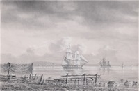 Segelschiffe im Øresund, 1855