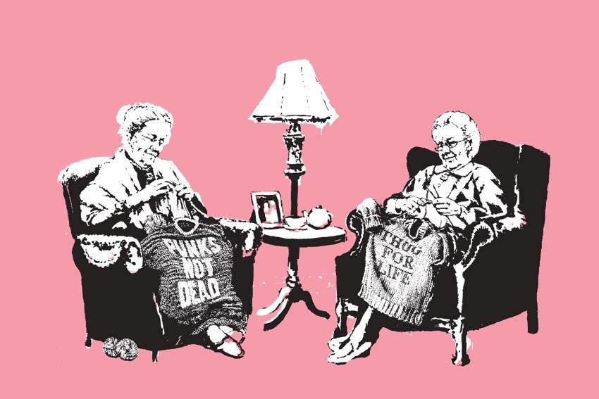 Image result for banksy knitting