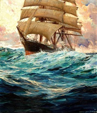 Clipper Ship at Sea by Anton Otto Fischer