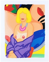 Claire Sitting With Robe Half Off by Tom Wesselmann