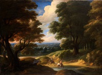 Landscape with horsemen and hounds