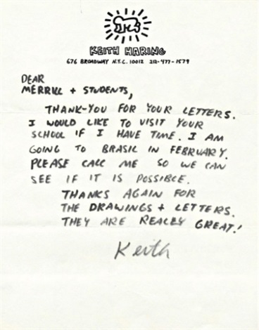 handwritten hand signed letter on private stationery by keith signed letter
