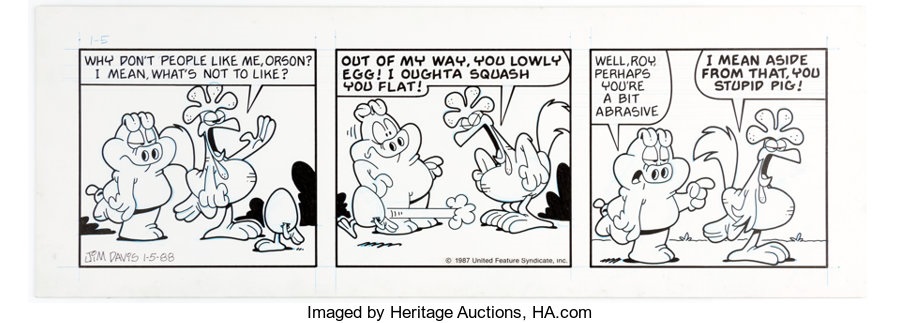 Jim Davis Us Acres Daily Comic Strip Original Art Dated 1 5 19 United Feature Syndicate 1987 Roy By Jim Davis On Artnet
