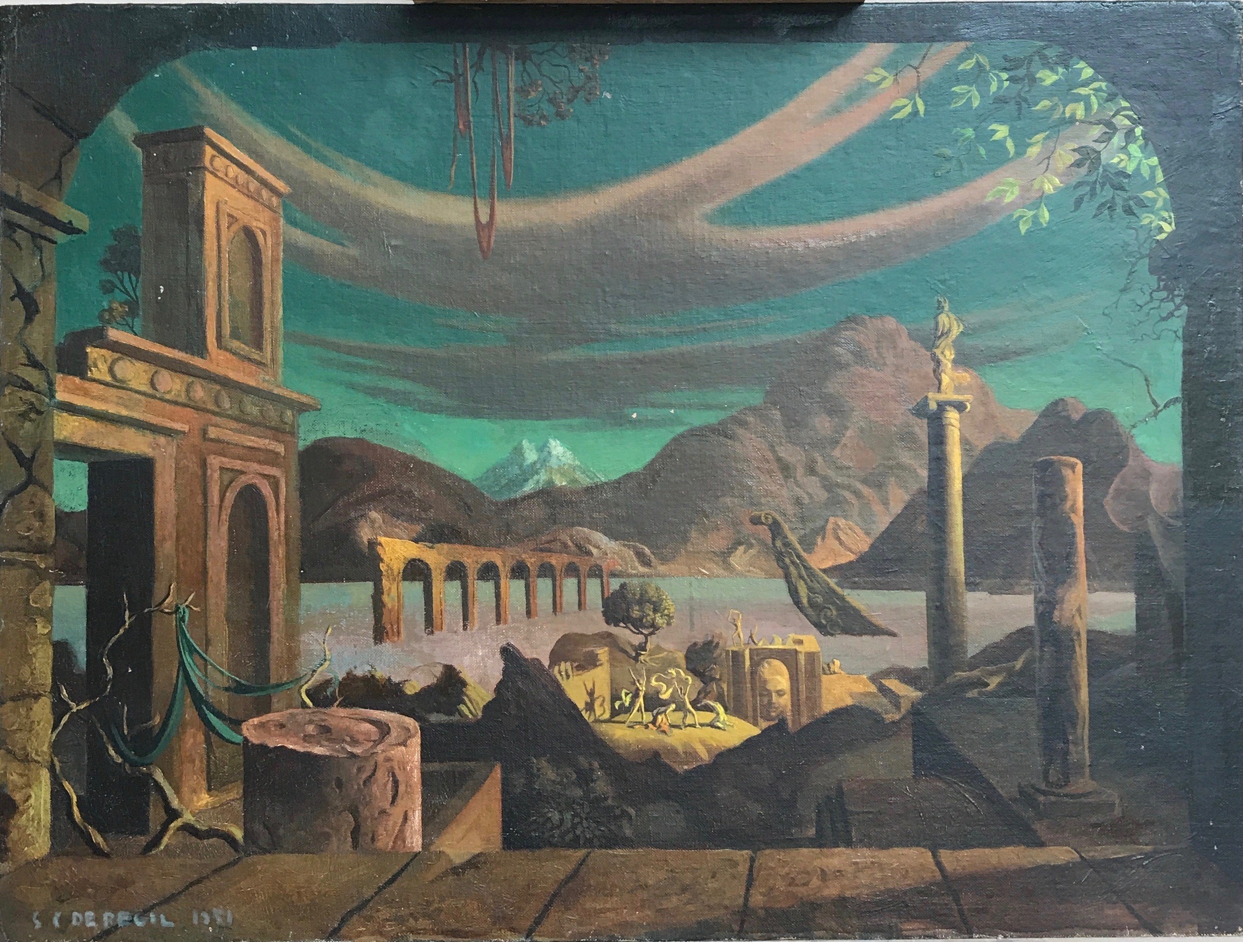 figures in surrealist landscape