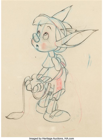 Pinocchio Animation Drawing Original Art Walt Disney 1940 By Walt Disney Studios On Artnet