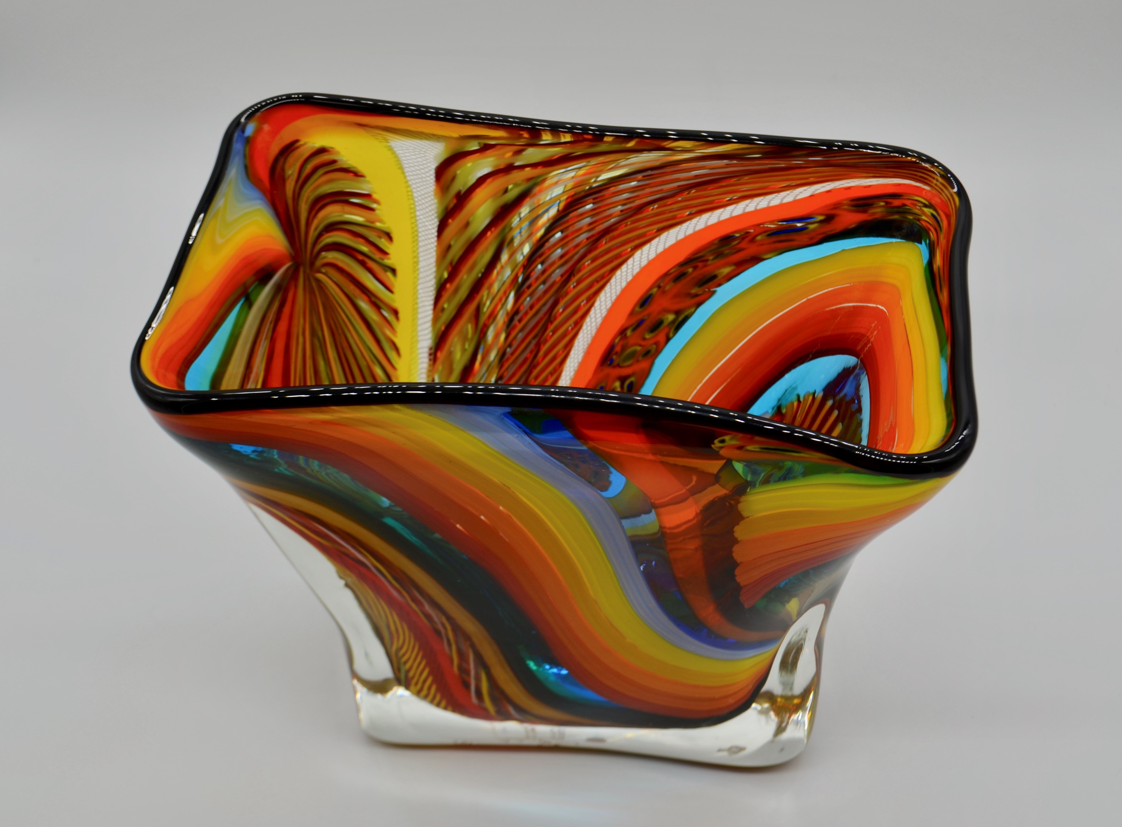 Glass Vase Square Multi Color Carnivale By Massimiliano Schiavon