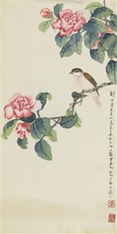 李可染（1907～1989）题 花鸟图