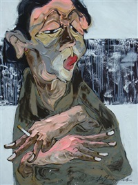 'Thinking' Oil on Canvas Figurative Painting, 2011