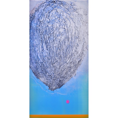 Becoming 2 Lush Blue And Silver Vertical Abstraction Of A Galaxy In Formation By Alice Teichert On Artnet