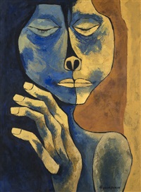 Cabeza y mano azul, 1980