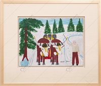 Two Oxen Hauling Logs and Man - bright,..., 1969