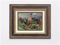 Murnau - Frühlingsstudie mit Kirchturm, 1924