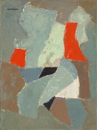 Abstract Composition in Blue and Orange, ca. 1950