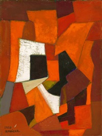 Abstract Composition in Red and Orange, ca. 1960