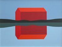 Red Barn Reflected - abstracted acrylic..., 1998