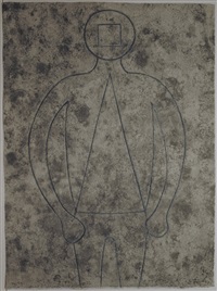 Figura De Hombre En Azul Con Fondo Gris, 1979