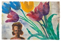 Rote, blaue und gelbe Tulpen, 1930–1935