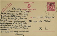 Signed autograph postcard addressed to André , 1946