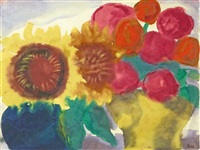 Sonnenblumen mit Pfingstrosen..., ca. 1930