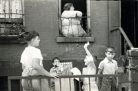 Untitled, Boys with woman in window, 1935
