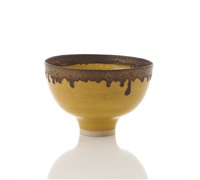 Yellow Bowl with Bronzed Rim, ca. 1980