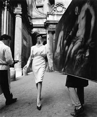 Simone, Painting, Coffee, Rome, (VOGUE), 1960
