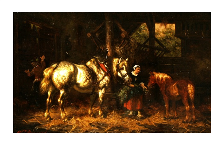 Feeding Horses In A Barn By Willem Jacobus Boogaard On Artnet