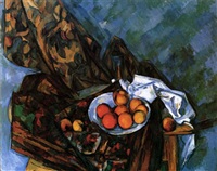 Nature morte au rideau à fleurs et fruits, 1904–1906