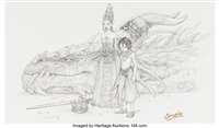 Ciruelo Cabral Woman, Child and Dragon...