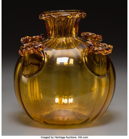 A Vittorio Zecchin For Venini Five Spout Soffiato Brown Glass Vase