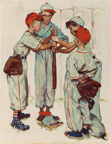 Choosing Up Four Sporting Boys Baseball, preliminary Brown Bigelow Four ...