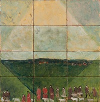 LANDSCAPE WITH SHEEP AND PEOPLE, 1978