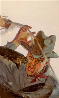 Attacked by a Viper, western pulp magazine cover Attacked by a Viper, western pulp magazine cover