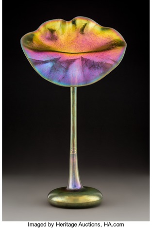 Tiffany Studios Gold Favrile Glass Jack In The Pulpit Vase By
