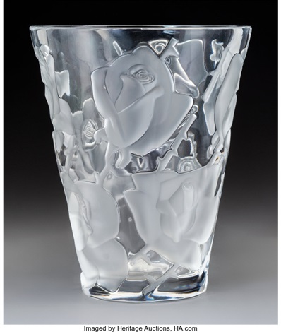 Clear And Frosted Glass Ispahan Rose Vase By Lalique Co On Artnet