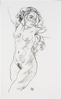 <u>standing female nude</u> from handzeichnungen by egon schiele