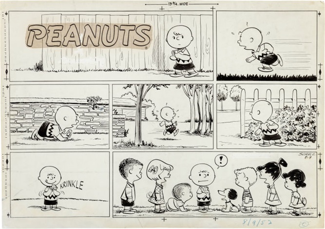 Charles Schulz Peanuts Sunday Comic Strip Charlie Brown And Friends Original  Art Dated 8-9-53 By Charles M. Schulz On Artnet