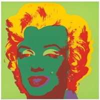 andy warhol marilyn monroe screenprint in lime green background and green face