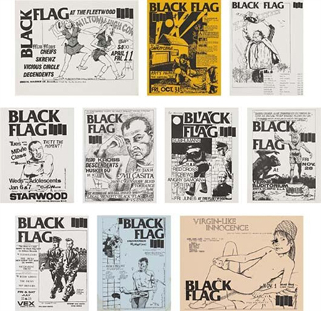 Black flag flyers (set of 10) by Raymond Pettibon Black flag flyers (set of 10) by Raymond Pettibon