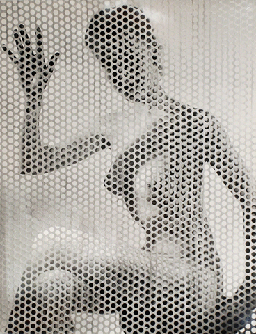 Nude Waving Behind Perforated Screen by Erwin Blumenfeld Nude Waving Behind Perforated Screen by Erwin Blumenfeld