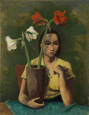 Mädchen mit Amaryllis by Karl Hofer