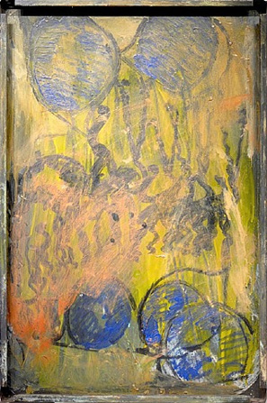Purvis Young, Blue Eyes, Warrior and Figures, circa 1990, paint and varnish on metal