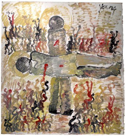 Purvis Young, Brother's Down, c.1994, paint on pressed board