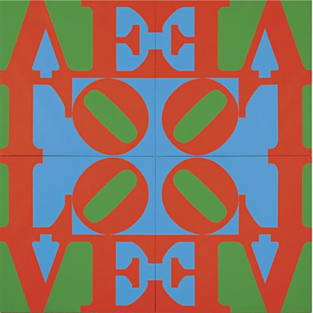 Love Wall—Red green blue (in 4 parts) by Robert Indiana Love Wall—Red green blue (in 4 parts) by Robert Indiana