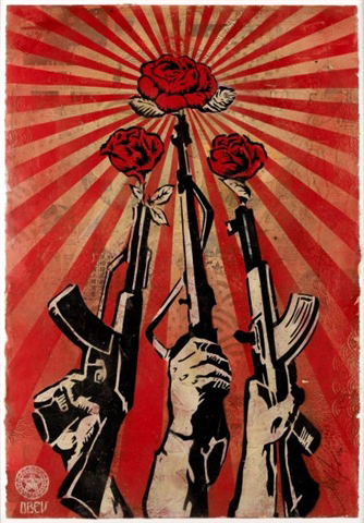 Guns and roses by Shepard Fairy Guns and roses by Shepard Fairy