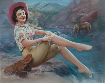 Cowgirl with toes in the stream by Zoe Mozert Cowgirl with toes in the stream by Zoe Mozert