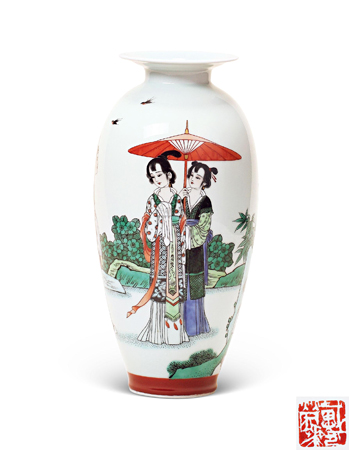A gucai figure vase