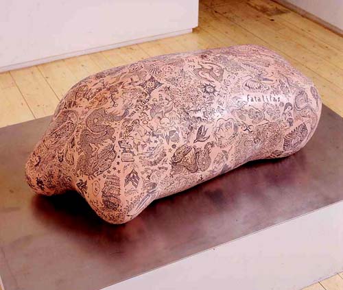 Tattoo 2001 ink on pigskin and fiberglass £12000 at Modern Art Inc. Tattoo 2001 ink on pigskin and fiberglass £12000 at Modern Art Inc.